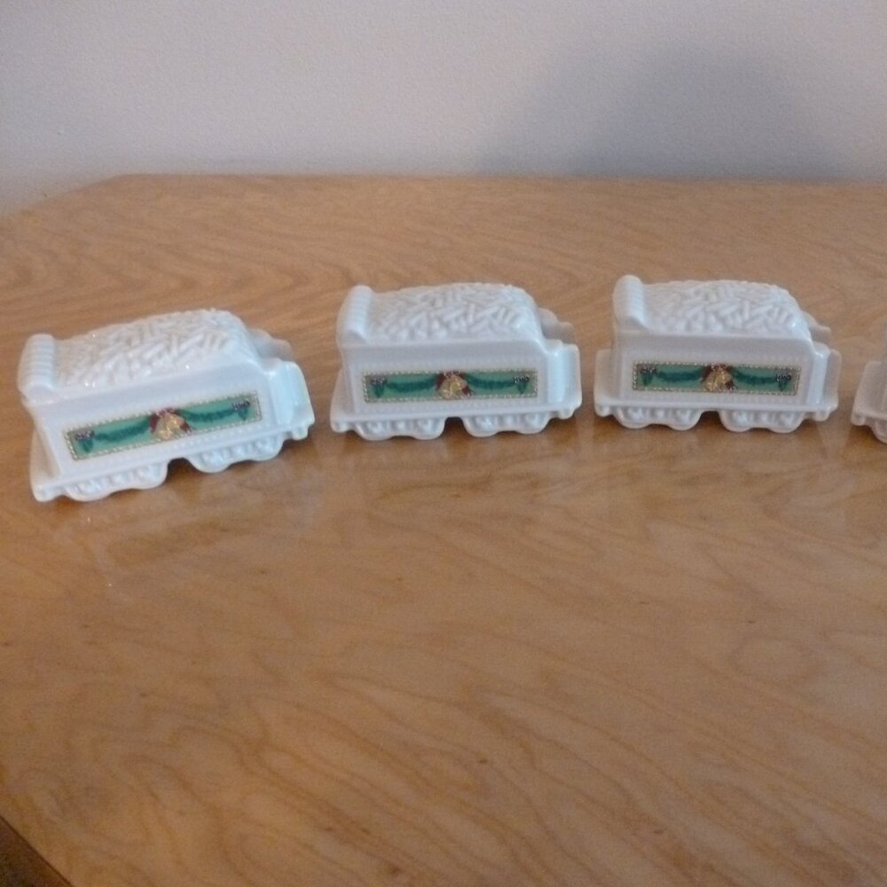 Lenox Holiday Village Collection Tinder Train 1992 Lot of 4 - Vintage